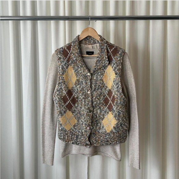 siba Jackets & Blazers - VTG SIBA Mohair Wool Blend Argyle Sweater Vest Hand Knitted Academic Medium